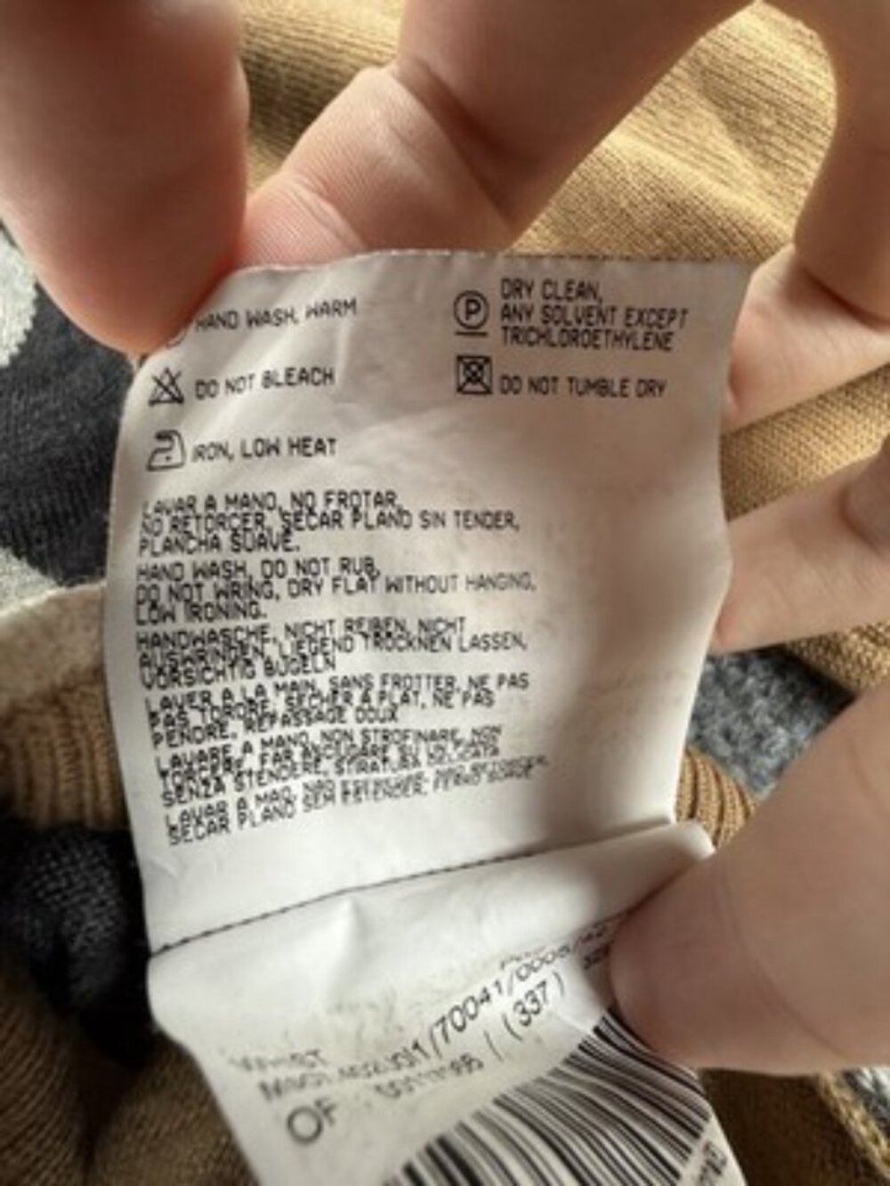 Burberry 42 Wool Logo Pullover V-Neck Long Sleeve Sweater Beige Gray Preppy Knit - Picture 13 of 16